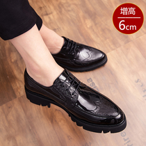 Block shoes men summer Korean edition trend of business dress in business dress in indoor high hair stylist thick soles mens shoes