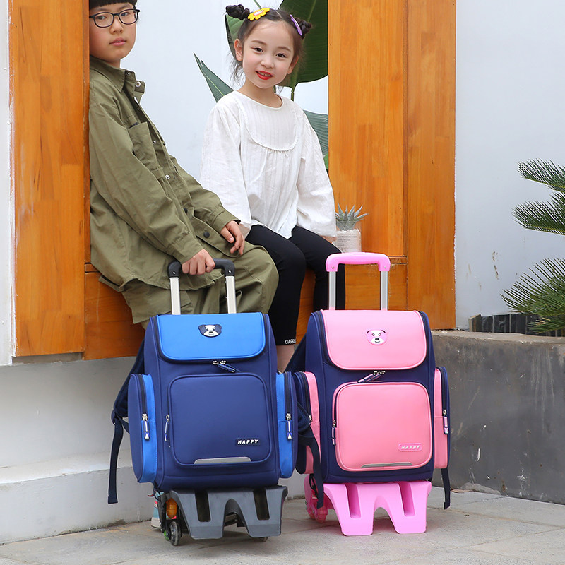 Custom trolley school bag female primary school students 1-3 years old children boys six-wheeled hand push-pull drag box 6-12 years old 8