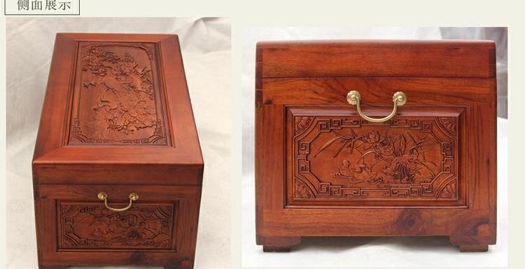 Gỗ hộp long não Hộp gỗ cưới chạm khắc lưu trữ thư pháp và tranh phong cách Trung Quốc retro kết hôn với nữ món quà cưới đồ gỗ rắn - Cái hộp hộp gỗ đựng tiền