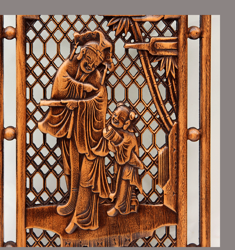 Dongyang woodcarving treo màn hình chạm khắc hoa treo màn hình phòng khách tường Trung Quốc trang trí gỗ nghệ thuật 4 Meilan tre - Màn hình / Cửa sổ vách cầu thang gỗ đẹp