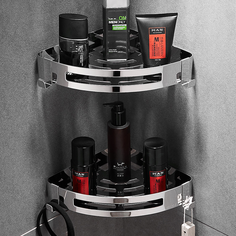 Powder room shelf Triangle 304 stainless steel bathroom toilet toilet shower room punch-free shelf