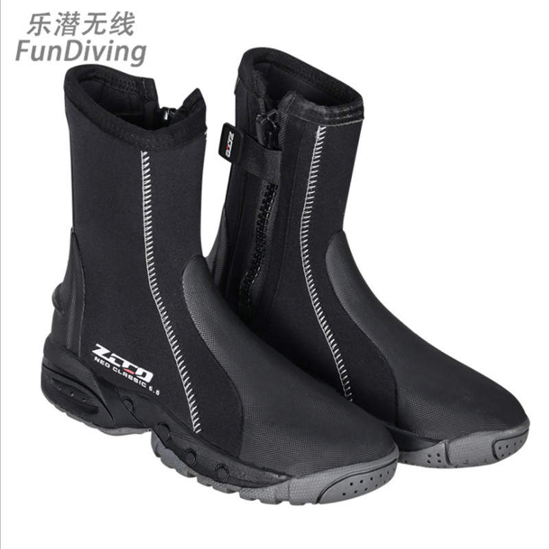 5MM Thick Bottom Diving Boots Shoes Rescue Fishing Hunting High Help Outdoor Beach Anadromous anti-slip snorkel Foal webbed equipped with big code-Taobao