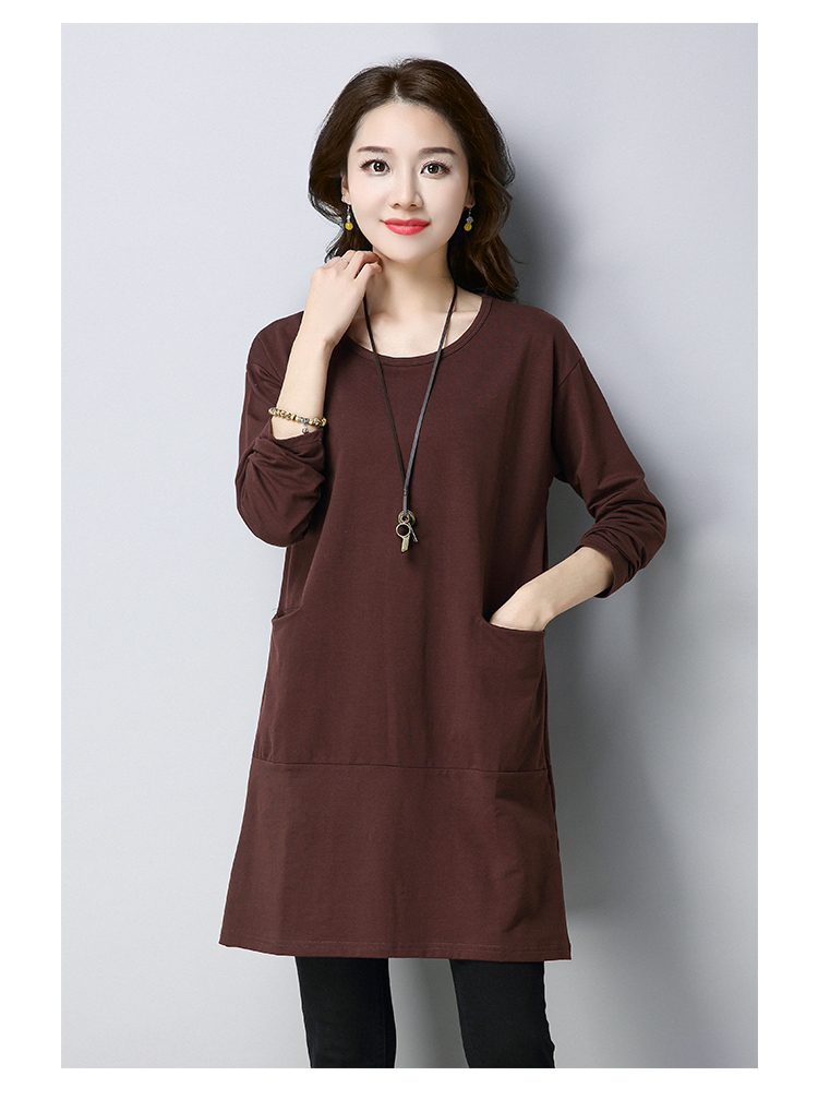 Mùa xuân và mùa thu áo thun dài tay bên ngoài mặc áo sơ mi cotton đáy nhỏ áo sơ mi nữ trung niên 40-50 tuổi áo mẹ váy cho phụ nữ trung niên