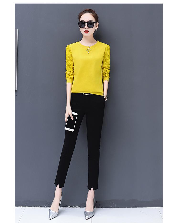 Áo thun cotton trung niên 2017 mới ra mắt áo sơ mi nữ trẻ trung có tay áo dài mặc áo khoác mùa thu 30 tuổi 40 áo thun form rộng nữ