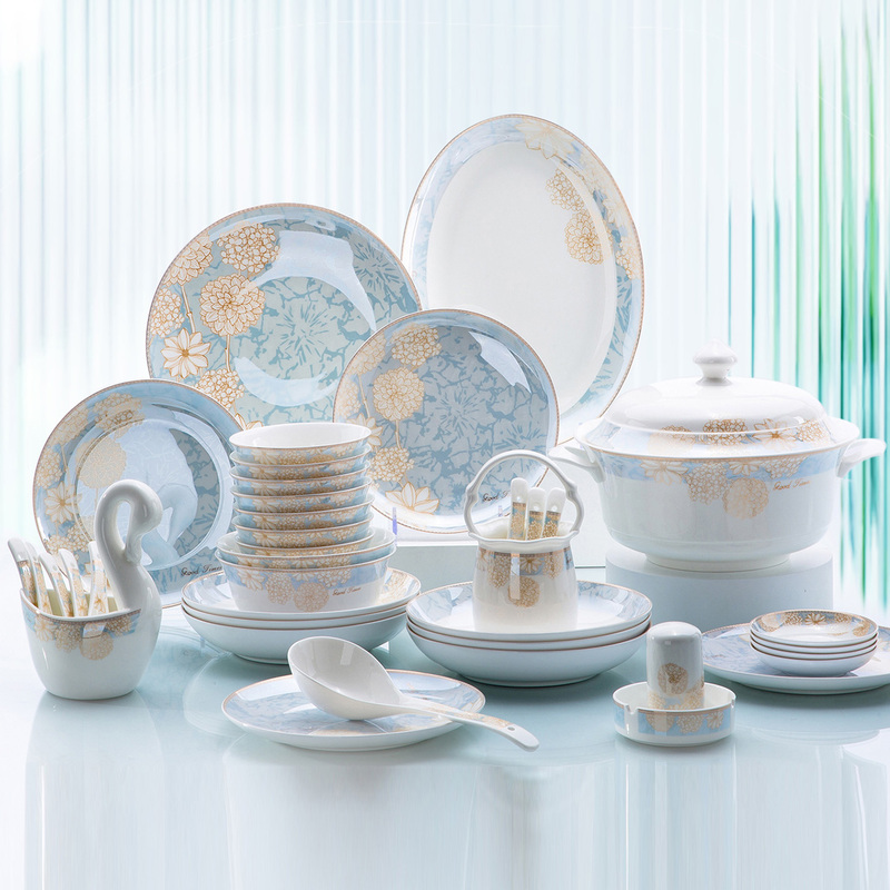 2026 New Bowl and Plate Set, Household Ceramic Rice Bowls, High-Value Light Luxury Jingdezhen Tableware, Bowls and Plates, Housewarming Gift