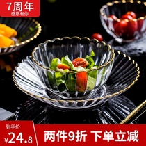 Nordic Phnom Penh transparent glass bowl Salad bowl Fruit and vegetable bowl Household dessert creative snack bowl Instant noodle bowl