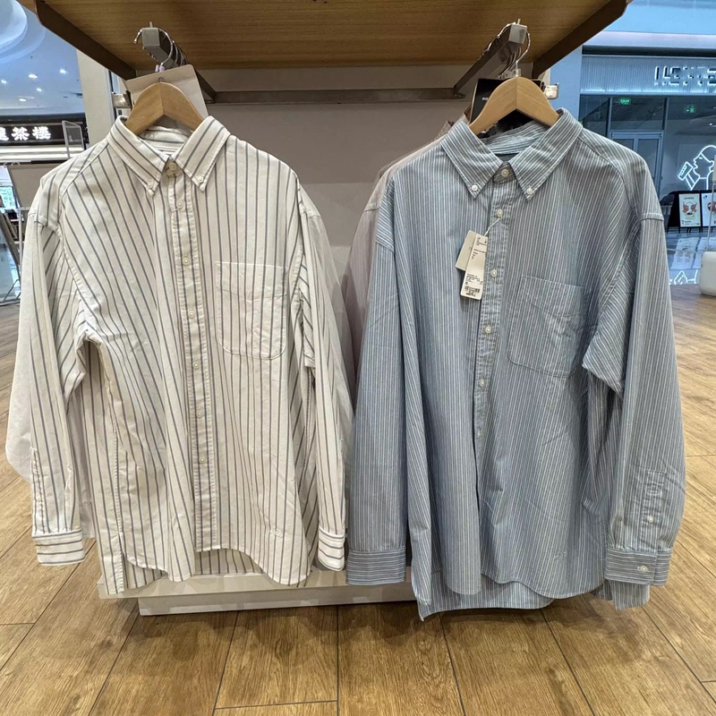 Original Foreign Trade Order, Collaborative Style/Men's and Women's Oxford Fabric Loose Striped Shirt/Long-Sleeved Shirt 484904 Original Foreign Trade Order, Collaborative Style/Men's and Women's Oxford Fabric Loose Striped Shirt/Long-Sleeved Shirt 484904