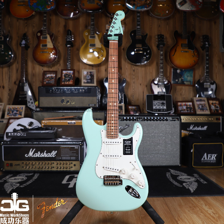 Funder Finda Mexico Player Series Three Single ST Surf Green Limited Edition Ink Produced Electric Guitar
