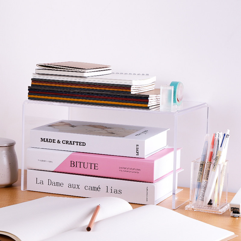 Sanrui U-shaped shelf storage shelf book shelf office shelf bookcase layered board transparent tableware partition space utilization artifact kitchen storage rack stationery display stand desktop stationery storage