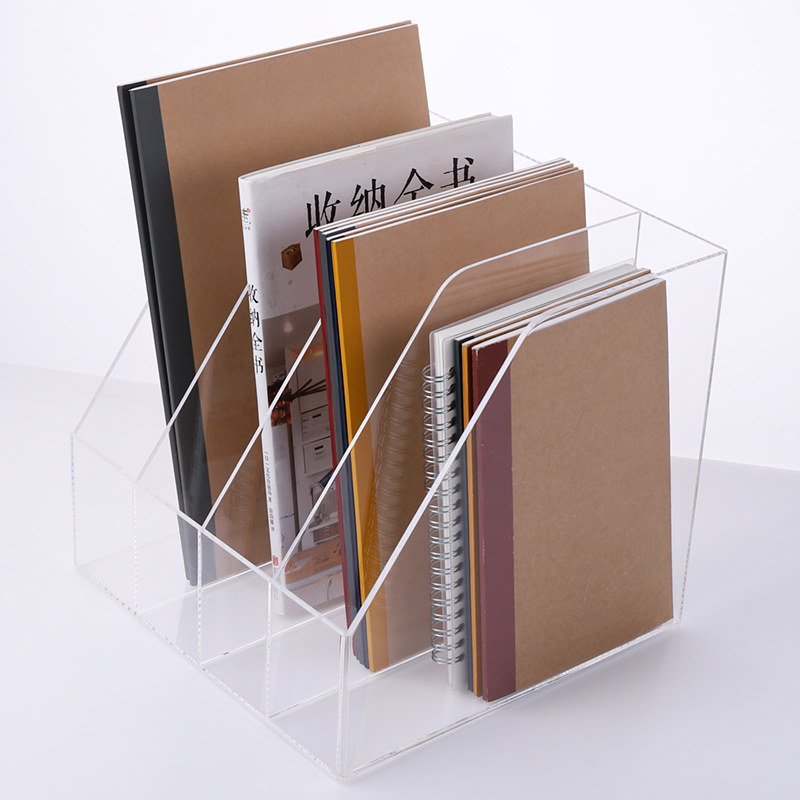 Three-sharp A4 multi-joint file rack office supplies transparent information containing box acrylic book stand high-end desktop file column large-capacity file containing basket book relying on three columns of four-grid 5-g information frame