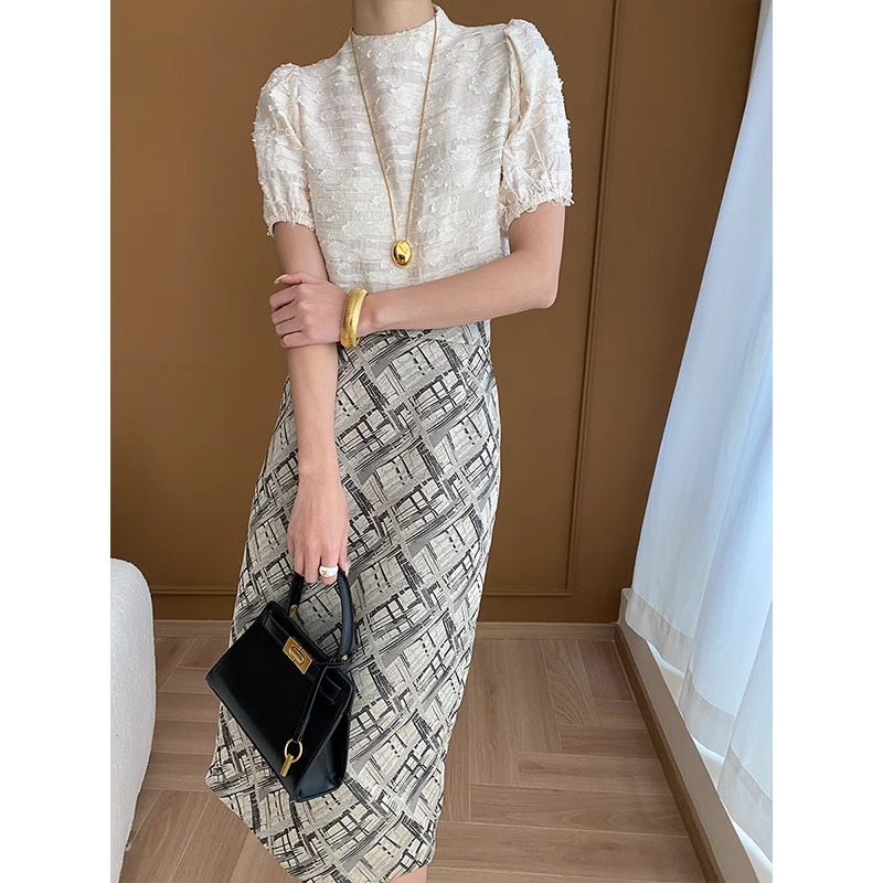 GROVE FOREVER Summer fitted skirt, Chinese style, high waist GROVE FOREVER Summer fitted skirt, Chinese style, high waist