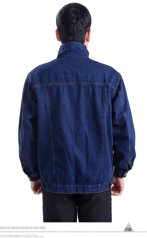 Áo khoác mùa xuân và mùa thu áo khoác denim tay dài bằng vải cotton trung niên áo khoác nam mặc quần áo bảo hộ áo sơ mi cotton style nam