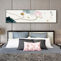Lotus New Chinese Style Brief Bedroom Bedside Painting China Wind Living Room Sofa Background Wall Painting Wall Painting Cross Section Strip