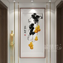 Five Fu Parting Doors New Chinese Xuan Guan Decoration Painting Aisle Veranda Hallway Vertical Version Hung Painting Into The Family Gourd Mural Fabed