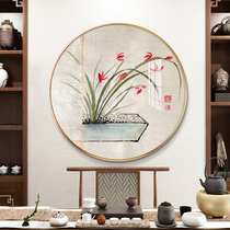 New Chinese Round Restaurant Decoration Painting Xuanguan Hung Painting Dining Room Dining Room Table Fresco Bedroom Bedside Flowers Birds Background Wall Painting