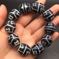 Natural to pure cinnabar dzi bead high-oil Tibet Tibetan facsimile special vase with patina old-fashioned pattern old hand string