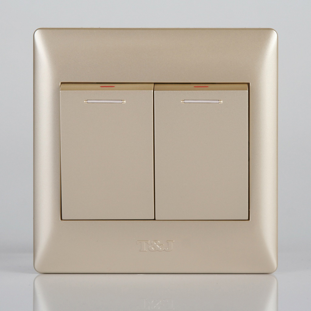 Space-based Pleasing 86 Type Champagne Golden Wall Switch Socket Panel Package Single Duplex Five Holes USB Stick-Taobao