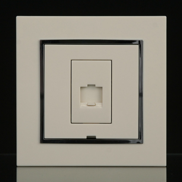 Space-based Electric Deqi JC Series switch socket panel One computer network route information socket ivory white