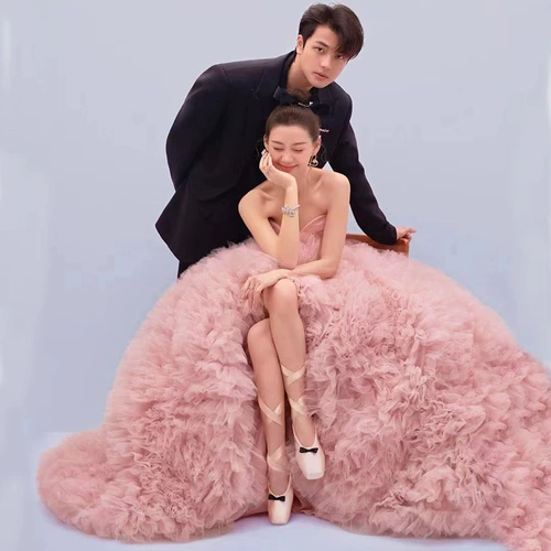 Новая Tube Top Top Dragging Girl Heart Series Pufpy Юбка Тема свадебная одежда для пары фото платье