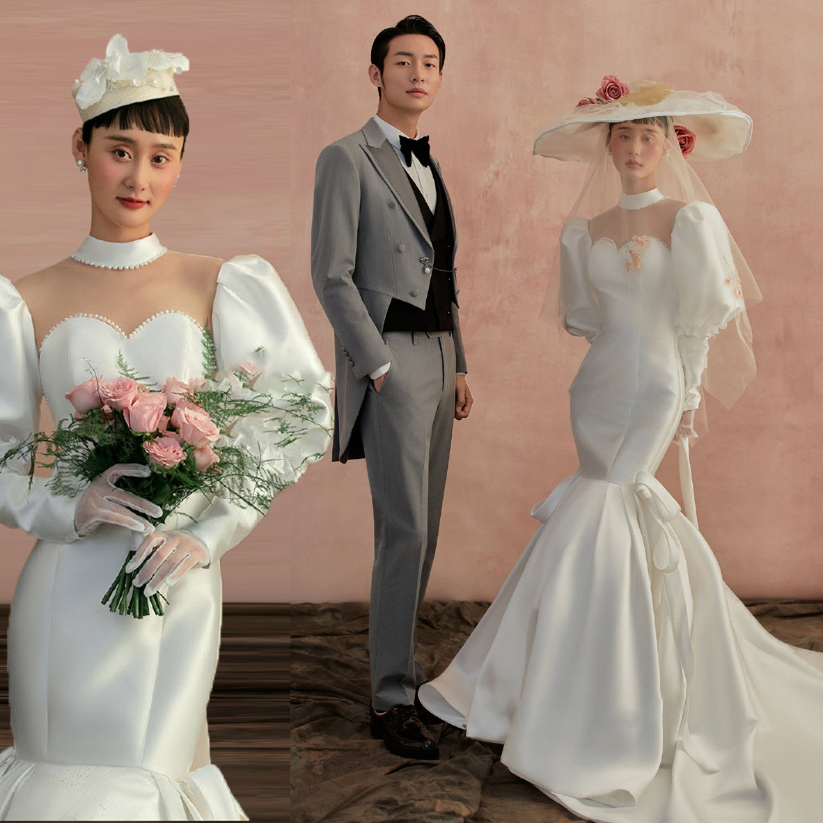 Law Style Art Fish Tail Satin Gown Themed Wedding Dresses Costume Lovers Neyscape Oil Painting Photo Photo Gown 