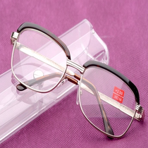 Fashion big frame eyebrows presbyopia mens ultra-light glass lens metal frame old age glasses eyes