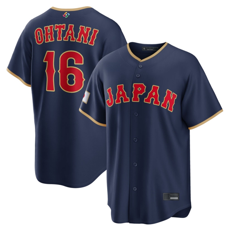 Japan Team No. 16 Ohtani Shohei Fully Embroidered Jersey Hip-Hop Trendy Baseball Cardigan