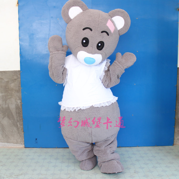 Grey Panda Cartoon Man Puppet Teddy Bear Mascot Cartoon Man Wearing Doll Props To Make Plush Dolls