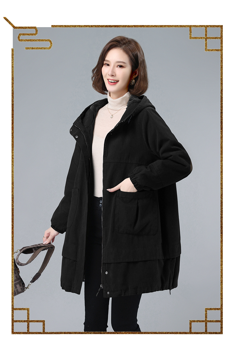 E4061 2500K ÁO KHOÁC NỮ TEMTDEI ÁO KHOÁC BÔNG MŨ LIỀN MÙA XUÂN THU ĐÔNG TRUNG NIÊN DÀY ẤM THỜI TRANG NỮ VẢI BÔNG G05 SẢN PHẨM MỚI