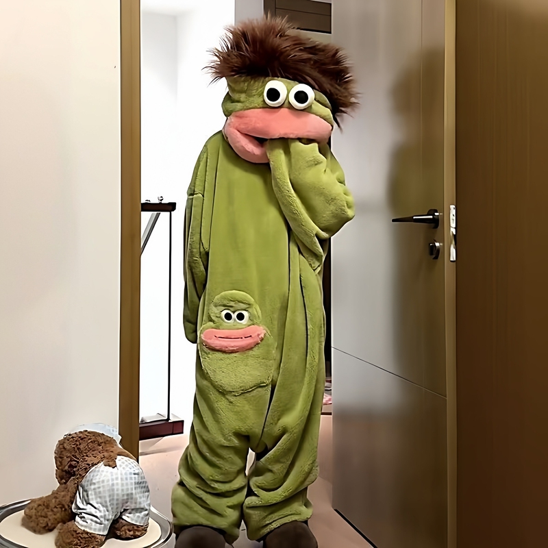Ugly Fish One-Piece Pajamas for Children with Long Hair, Funny Big-Mouthed Monster Fish Nightgown for Women, Thickened Coral Fleece Cartoon Loungewear Ugly Fish One-Piece Pajamas for Children with Long Hair, Funny Big-Mouthed Monster Fish Nightgown for Women, Thickened Coral Fleece Cartoon Loungewear