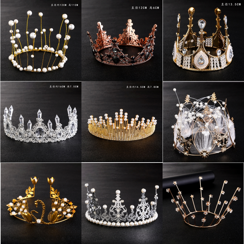 Crown cake decoration ornament golden swan alloy queen plug-in pearl crystal Tanabata bouquet accessories direct sale