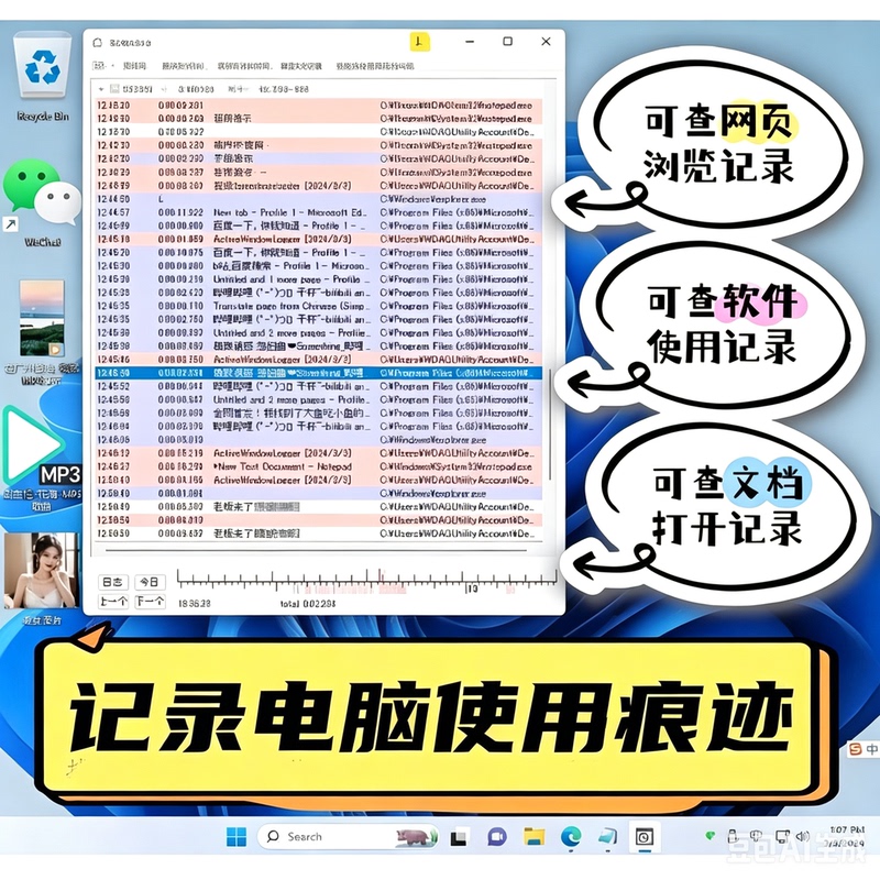 Record Computer Usage Traces, Software Monitoring System Data, View Information, Tools, Time, Web Pages, and Texts Record Computer Usage Traces, Software Monitoring System Data, View Information, Tools, Time, Web Pages, and Texts