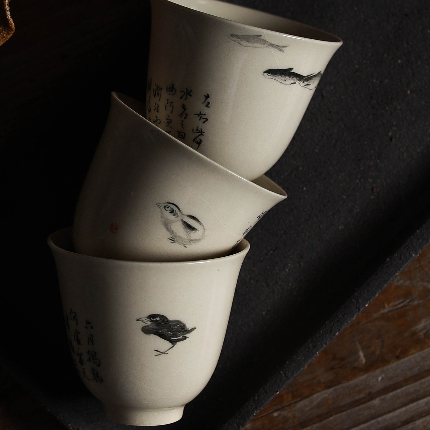 Duqing hand-painted Badashan Kung Fu Tea Cup ceramic single small Master Cup home Zen tea set Tea Cup