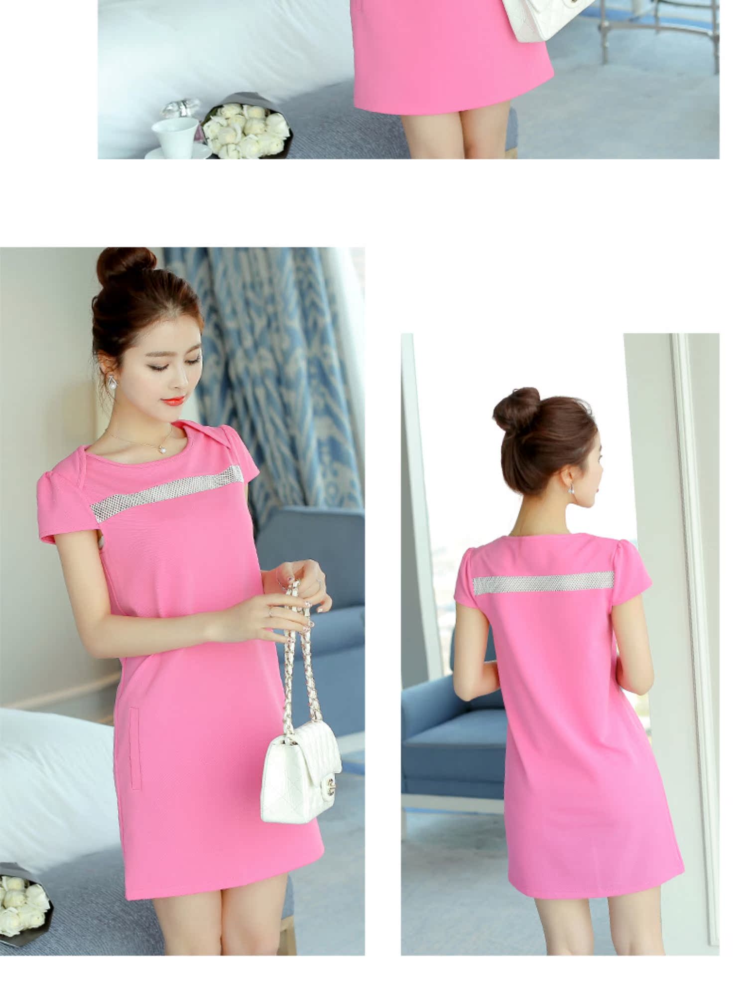 黛 2019 xuân hè mới cho phụ nữ size lớn gợi cảm khâu tay ngắn thời trang chạm đáy váy đan phiên bản Hàn Quốc - Váy eo cao 	váy nhún phần eo	