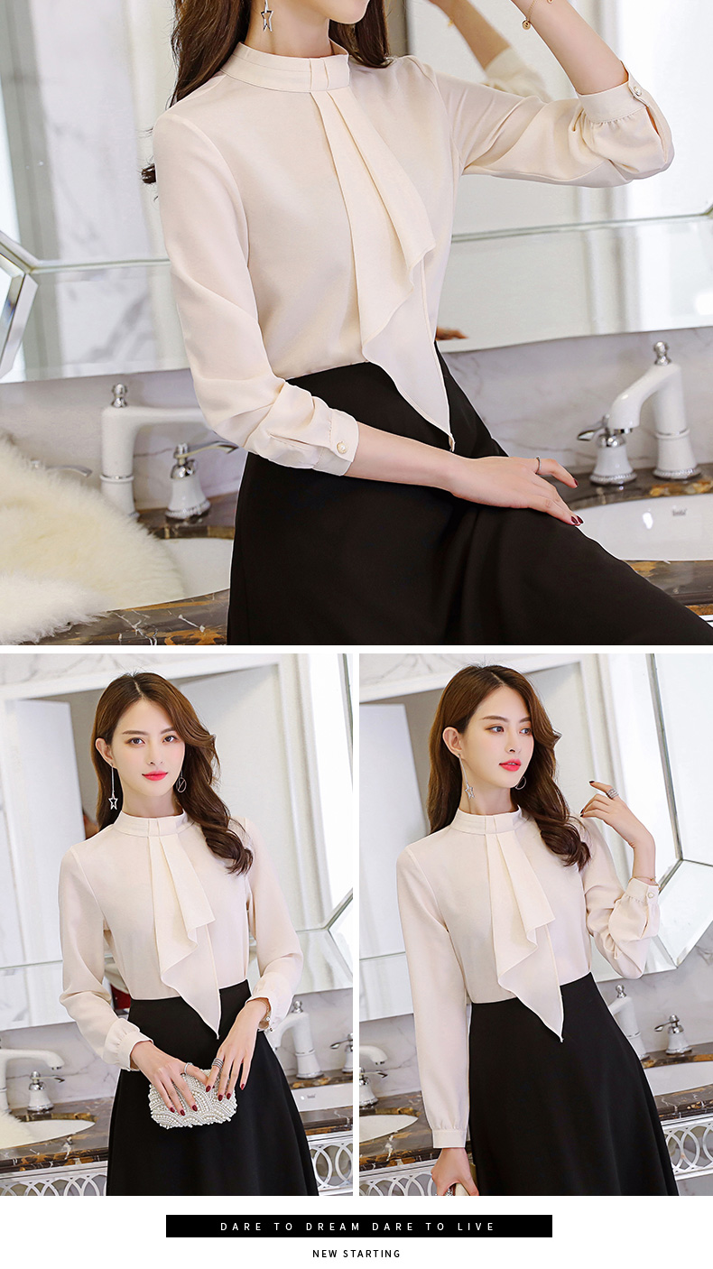 黛 2018 xuân hè mới thời trang Hàn Quốc hoang dã size lớn màu rắn dài tay xu hướng áo sơ mi nữ dáng lửng áo kiểu nữ công sở