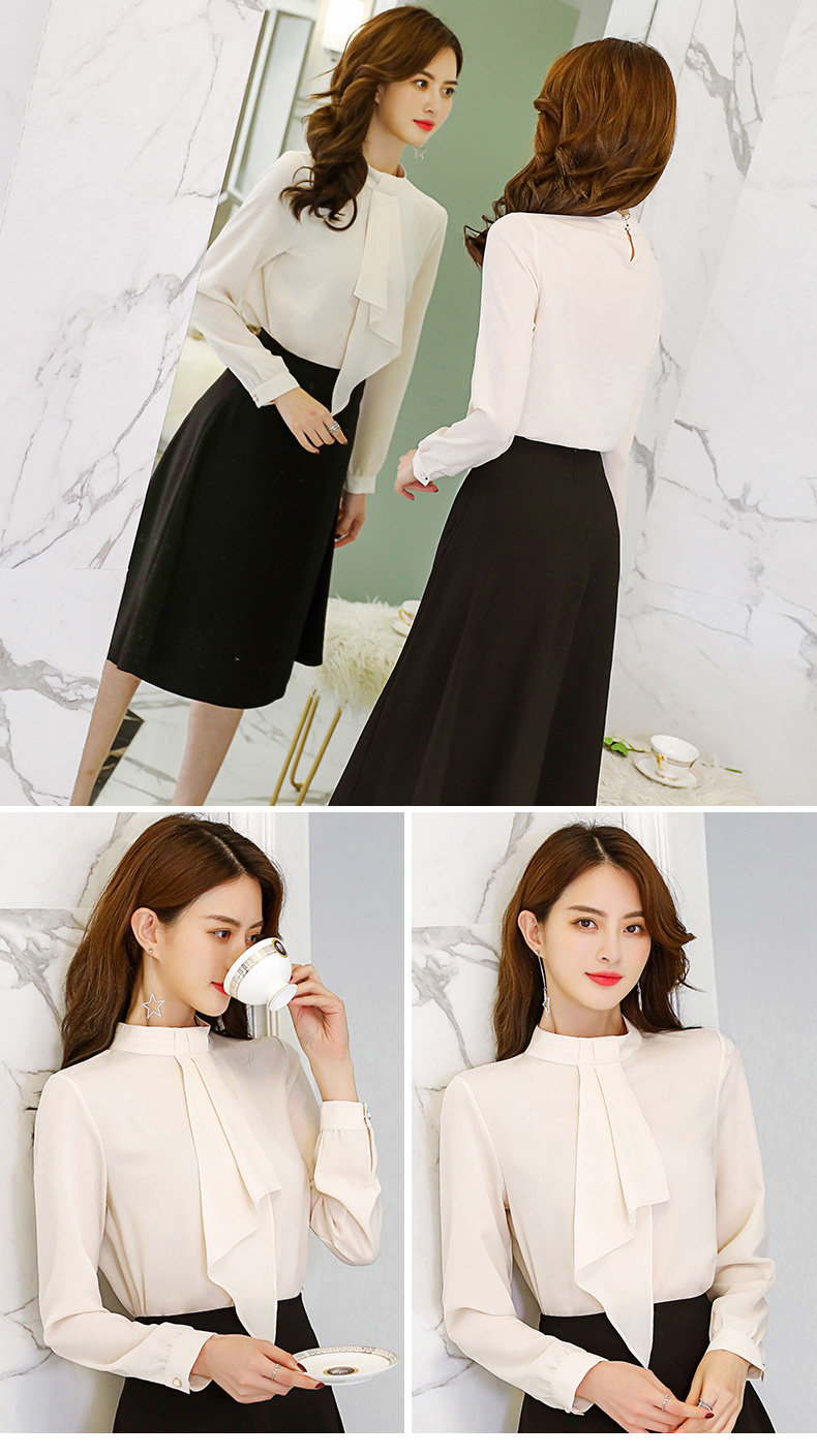黛 2018 xuân hè mới thời trang Hàn Quốc hoang dã size lớn màu rắn dài tay xu hướng áo sơ mi nữ dáng lửng áo kiểu nữ công sở