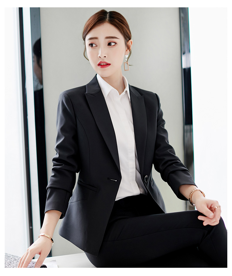 黛 2018 秋冬 新 韩 版 Thời trang mỏng giản dị Bộ đồ nhỏ liền màu Joker dài tay áo khoác vest nữ