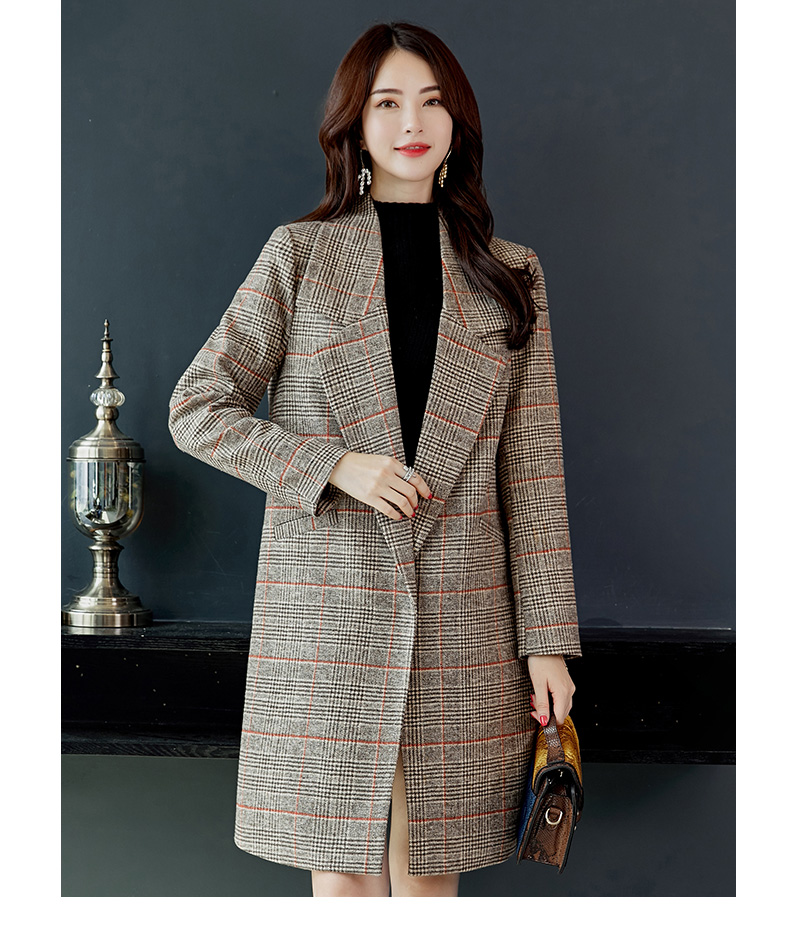 Áo chống rét 2018 thu đông 2018 phiên bản mới của Hàn Quốc áo len dài cỡ lớn retro áo khoác len nữ tartan áo dạ nữ dáng dài hàn quốc