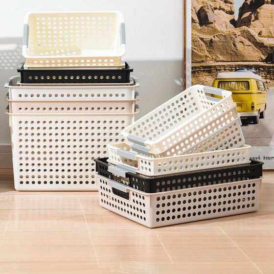 桌面文件收纳篮A4文件塑料筐办公室收纳筐置物整理篮杂志收纳盒架