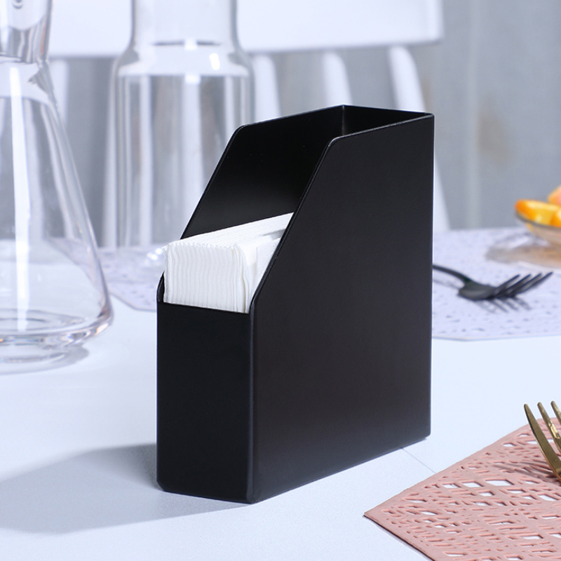 Popular stainless steel tissue rack tabletop tissue seat vertical multi-function menu printable logo