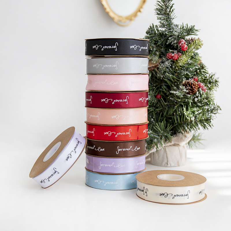 7 New Year English Forever high density polyester fiber with gift cake packaging handmade diy material flowers packing webbing