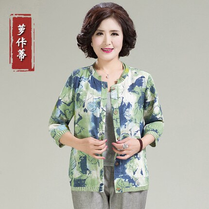 妈妈装春装外套薄中老年人女夏装棉麻上衣服大