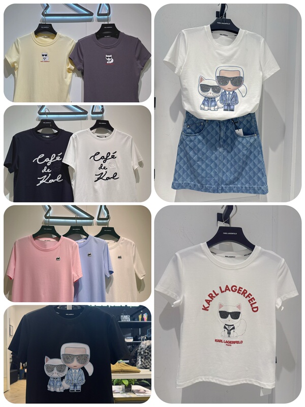 Karl Lagerfeld Karl Lagerfeld Women's Short-Sleeved T-Shirts in Various Styles Karl Lagerfeld Karl Lagerfeld Women's Short-Sleeved T-Shirts in Various Styles