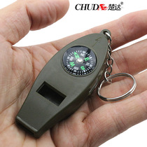 Chuda 4-in-1 whistle outdoor camping adventure multi-functional life-saving tool ignition mirror thermometer