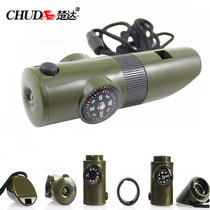 Chuda LED flashlight multifunctional plastic compass 7-in-1 survival thermometer storage whistle magnifying glass
