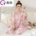 Pyjama phụ nữ ngắn tay kích thước mỏng kích thước lớn chất béo mm phụ nữ có thai Han phiên bản lỏng lẻo sinh viên dài hạn đồ ngủ mùa hè dễ thương nhà quần áo. 