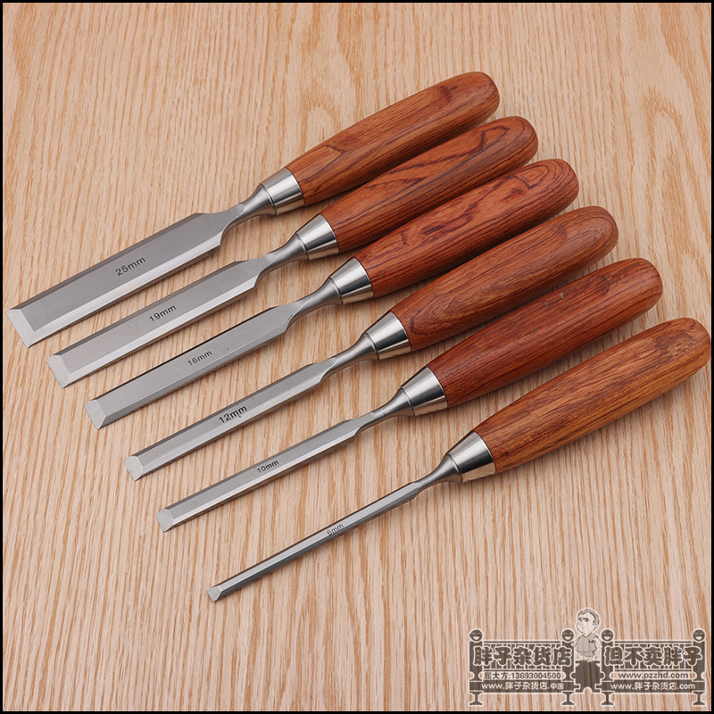 Long wooden handle chisel European flat blade chisel light woodwork chisel woodwork chisel chisel needs to be bladed by yourself