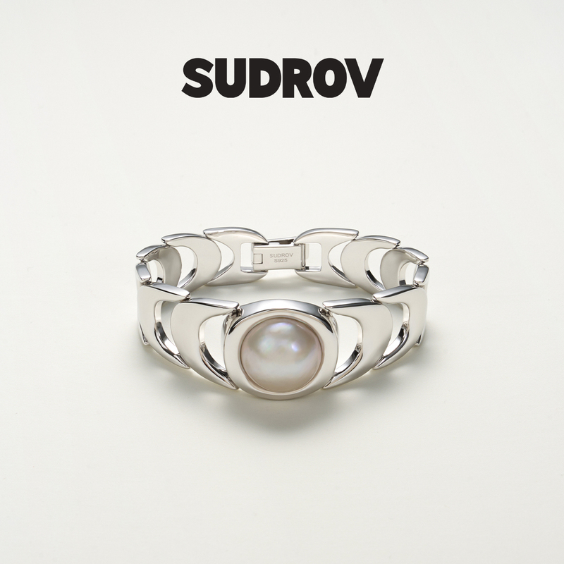 Sudrov Bracelet, Heavy Luxury, Thick Strap-Style Mabe Pearl Bracelet for Women, Fashionable and Exquisite Gift
