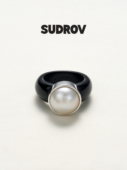 Sudrov Sujue Light Luxury Design 틈새 시장 고급 기질 Mabe Black Agate Ring Girls의 생일 선물 반지