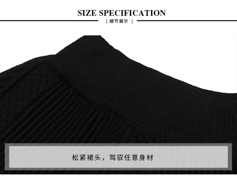 Zhang Daren fat mm váy đen Một chiếc váy chữ mỏng và béo chị gái size lớn mùa thu 2018 mới