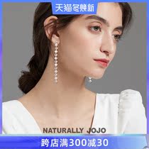 Shiny Cats Eye Stone long earrings female fashion temperament light luxury High sense earrings with zircon tassel earrings Silver Needle